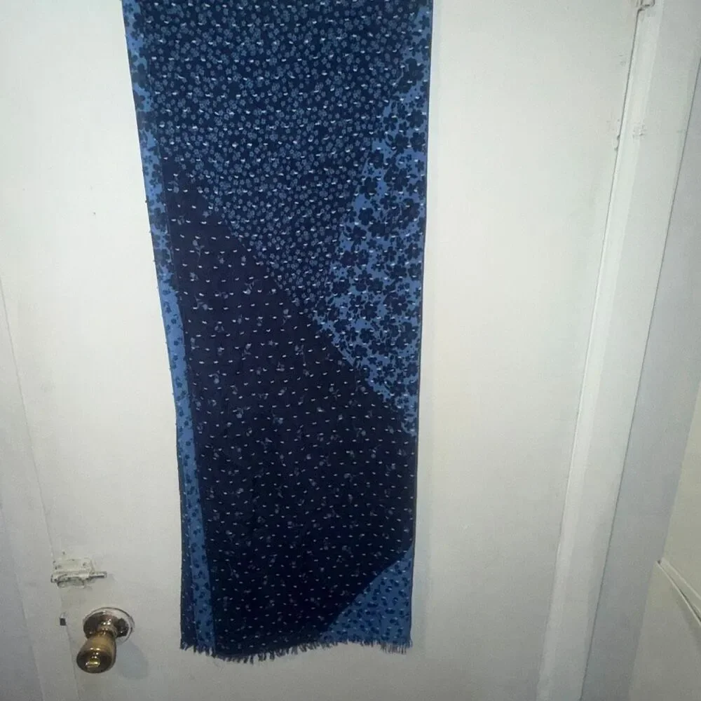Blue Floral Cotton Scarf